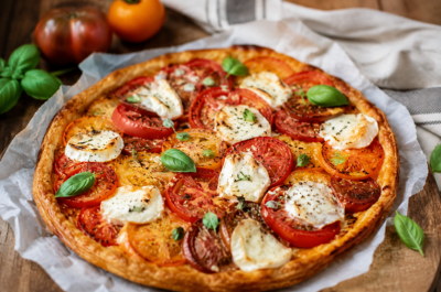 Recette de tarte tomates chèvre avec des tomates de saison